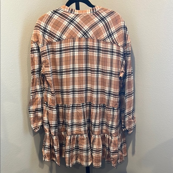 GAP Tan Plaid Ruffle Dress NWOT - Picture 3 of 3